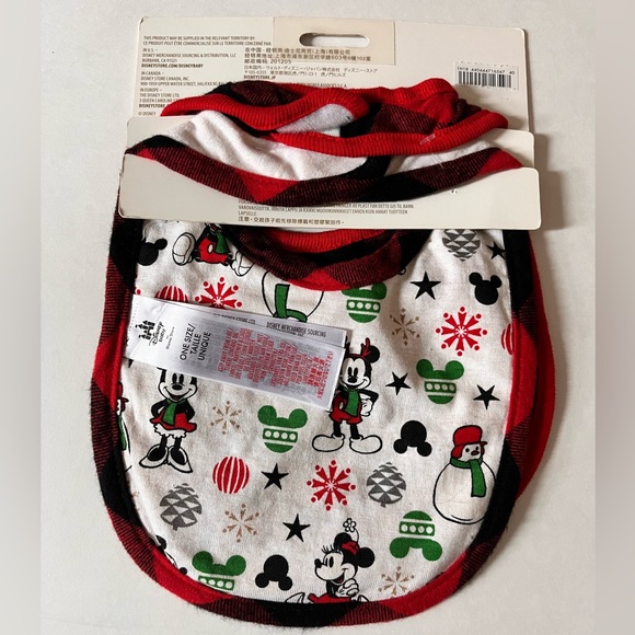 New Disney Baby Christmas Bib Set~Minnie Mouse & Mickey Mouse Baby Bibs - Picture 6 of 7